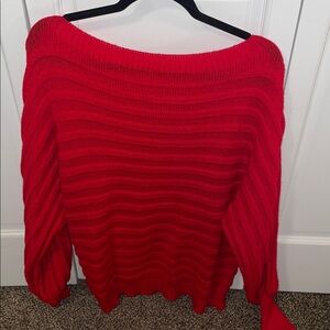 Red Ribbed Knit Sweater